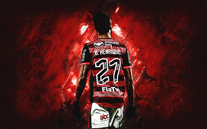 Bruno Henrique, Flamengo, Brazilian football player, red stone background, football, Serie A, Brazil, Clube de Regatas do Flamengo