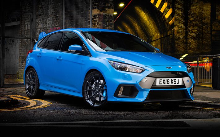 ford focus rs, uk-spec, 2016, carros esportivos, foco azul