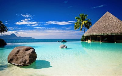 bar, bora bora, pool, polynesien, resort, reise, französisch, ekzoticheskie, frankreich