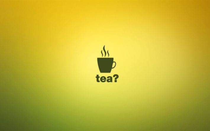 la inscripción, una taza de té, el té, el minimalismo