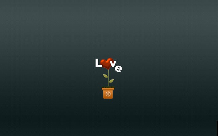 heart, love, the word, minimalism, pot
