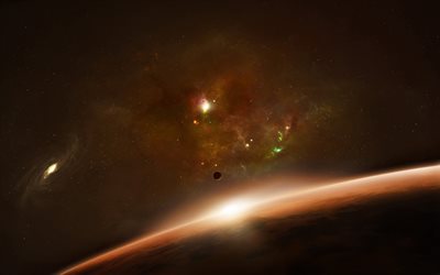 explosiones, planeta, galaxia, espacio