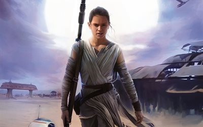 star wars, the awakening of the force, episode vii, rey, 2015, fantasy, action, daisy ridley
