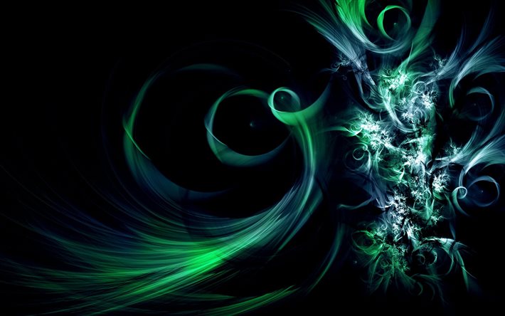 background, abstract, green, swirl, black