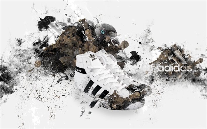 스니커즈, adidas, 신발, 예술, 흰색