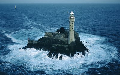 fastnet, rock phare de l'île, l'irlande, le liège, le phare, la mer