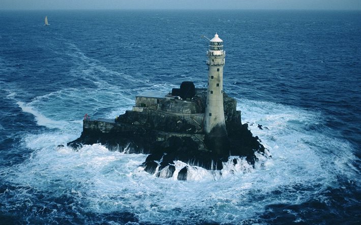 fastnet, rock phare de l'île, l'irlande, le liège, le phare, la mer
