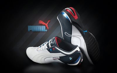 shoes, puma, sports, logo, brand, sneakers, black background