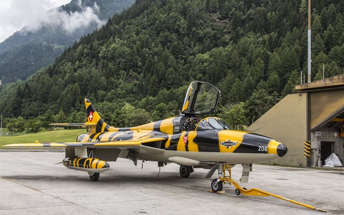 forest, mountain, the airfield, fighter, switzerland