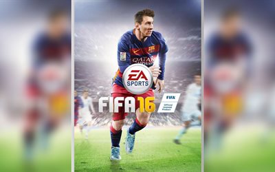 game, fifa 16, lionel messi, player, сover