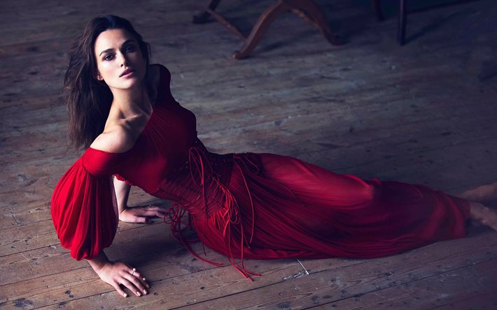 الممثلة, كيرا نايتلي, 2015, فستان أحمر, المشاهير, المغني