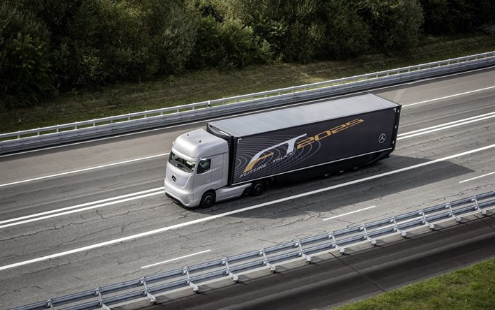 2025 yılında, kamyon, gelecek, mercedes, parça, kamyon üst görünüm