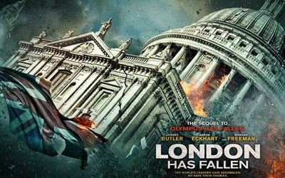 thriller, crime, action, 2016, poster, the fall of london, gerard butler, aaron eckhart