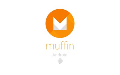 android, 6-0, muffin, sistema, logotipo, concepto, hi-tech