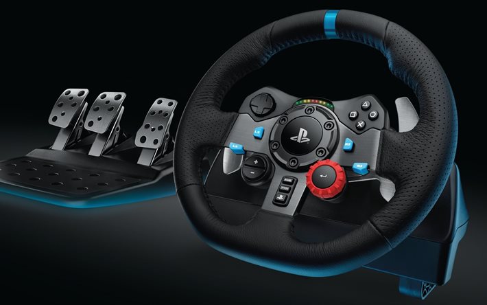 logitech, g29, steering, game racing wheel, wheel, pedal, games