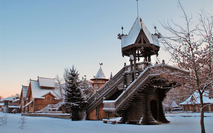 arbre, architecture, neige, hiver, st-pétersbourg, en russie, russie