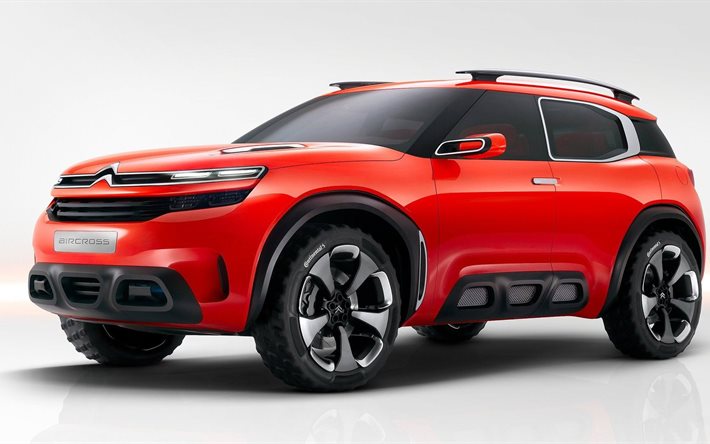 citroen aircross, concept, 2015, red, crossover