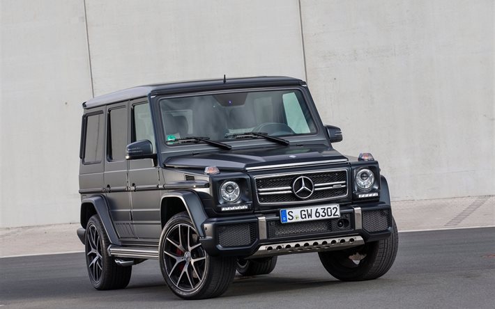 2016, mercedes-benz, g class, amg, g63, suv, front view, black car