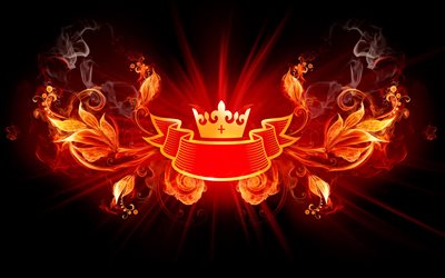 flower, design, fire, king, hd wide, crown