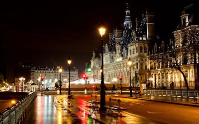 ışıklar, gece, şehir, paris, Fransa