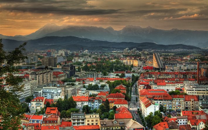 telhado, casa, a capital, rua, ljubljana, a cidade, eslovênia