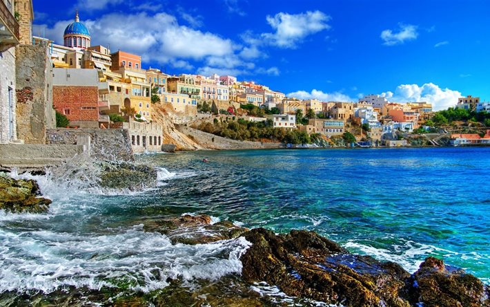 surf, la casa, el color, el mar, la isla de syros, grecia, isla de syros