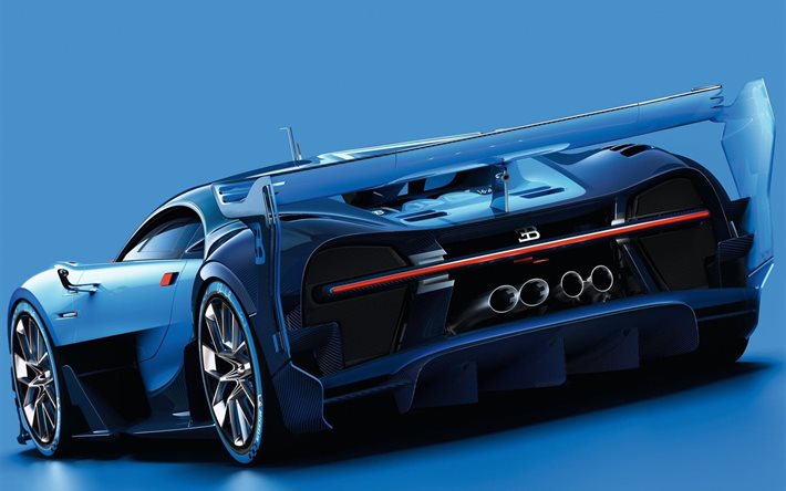 2015, bugatti vision gran turismo, el concepto, el concepto de coche de visión trasera