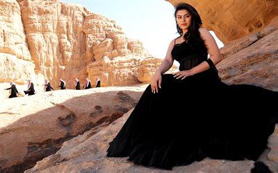 black dress, actress, hansika motwani, mumbai, stones, india