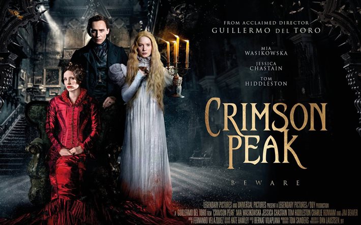 drama, thriller, fantasy, jessica chastain, crimson peak, movie, tom hiddleston, 2015, mia wasikowska