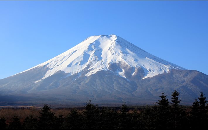 top, fuji, kar, fuji Dağı, Japonya