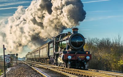 train, smoke, the engine, retro, rails, transport