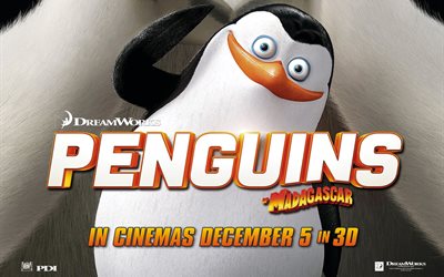 animación de 2014, cartel, los pingüinos de madagascar, de dibujos animados