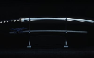 de pie, el frío acero, la espada, katana, samurai