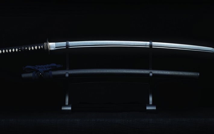 suporte, aço frio, a espada, katana, samurai