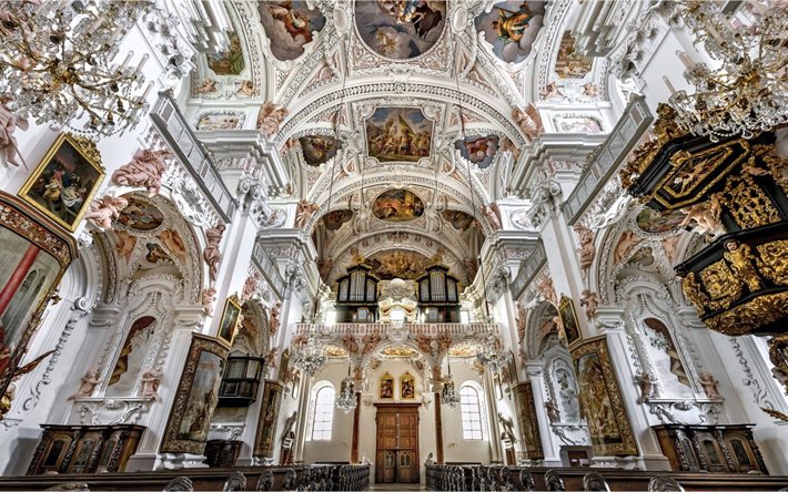 innenraum, stiftskirche garsten, die kirche, dekoration, österreich
