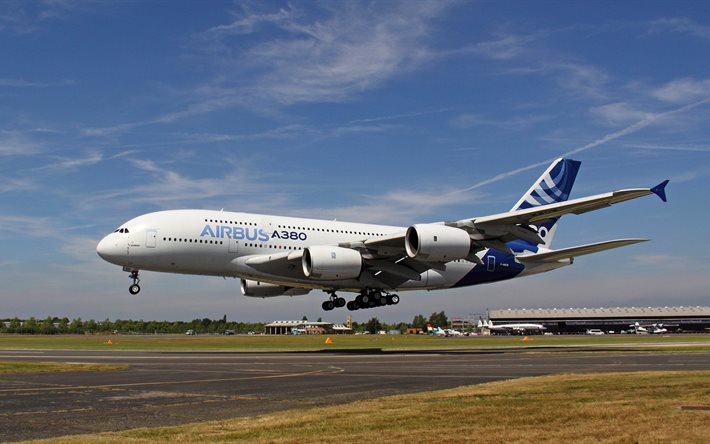 हवाई अड्डे, एयरबस a380-800, विमानन, यात्री, विमान, लैंडिंग