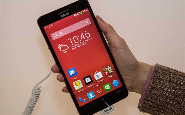 android 44, smartphone, pc, mão, 2014