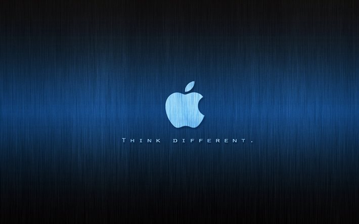 logotipo, azul, manzana, pensar diferente