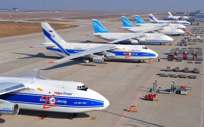 an-124-100, aerei cargo, l'aviazione civile, parcheggio