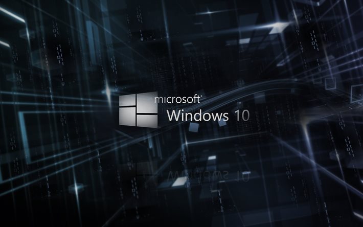 windows 10, logotipo, códigos binários