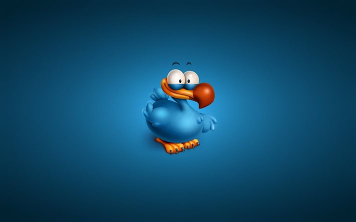 cartone animato, uccello, carattere, blu, sfondo