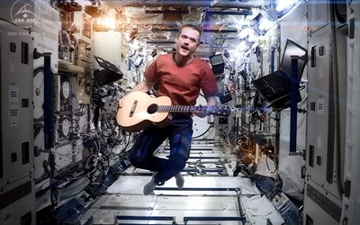 ギター, クリップ, クリスhadfield, 宇宙飛行士, 曲, 空間の響き, david bowie(デヴィッド-ボウイ)を起, iss