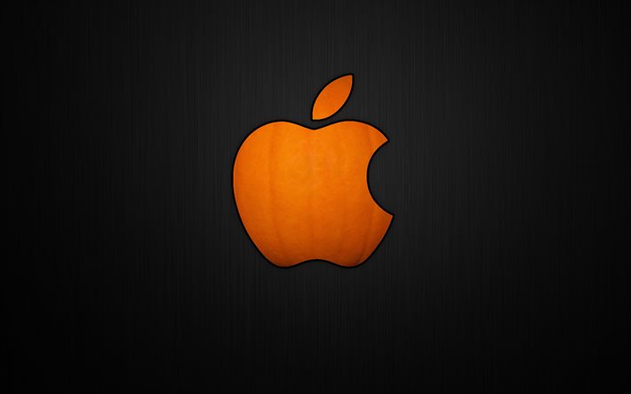 Apple, logo, pumpkin, halloween
