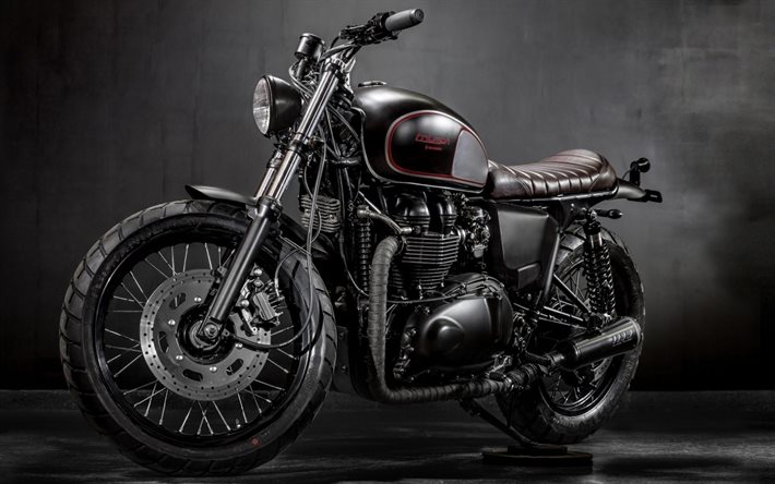 Triumph Bonneville, 2016, las motos clásicas, negro Triunfo