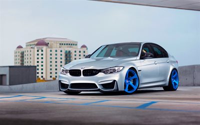 bmw m3 f80, 2016, limousinen, hre performance, tuning, supercars, audi silber