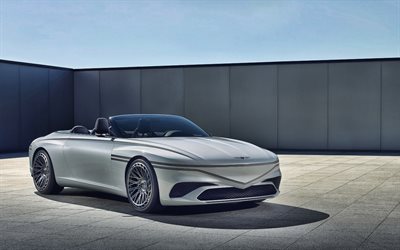 2022, Genesis X Convertible, 4k, front view, exterior, luxury white convertible, white Genesis X Convertible, South Korean cars, Genesis