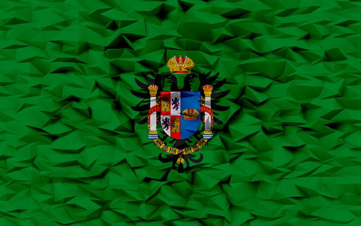 bandeira de toledo, 4k, província espanhola, fundo de polígono 3d, textura de polígono 3d, dia de toledo, bandeira 3d de toledo, símbolos nacionais espanhóis, arte 3d, província de toledo, espanha