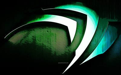 4k, logotipo de nvidia, arte vectorial, arte creativo, logotipo verde nvidia 3d, emblema de nvidia, dibujos de nvidia, nvidia