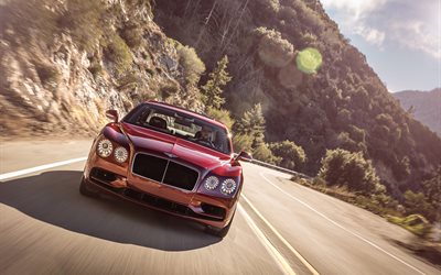 los sedanes de 2017, el Bentley Flying Spur, la carretera, la velocidad