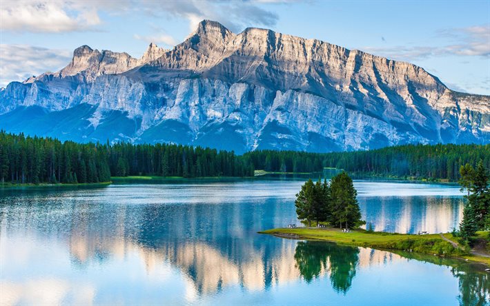 Download Wallpapers Summer Mountains Two Jack Lake Banff National